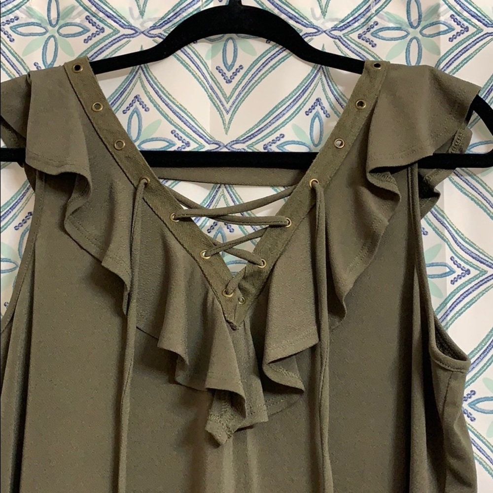 Olive green tank top/blouse - Picture 2 of 6